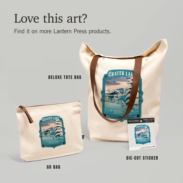 Crater Lake National Park, Oregon, Painterly National Park Series, Contour, Deluxe Tote Totes Lantern Press 