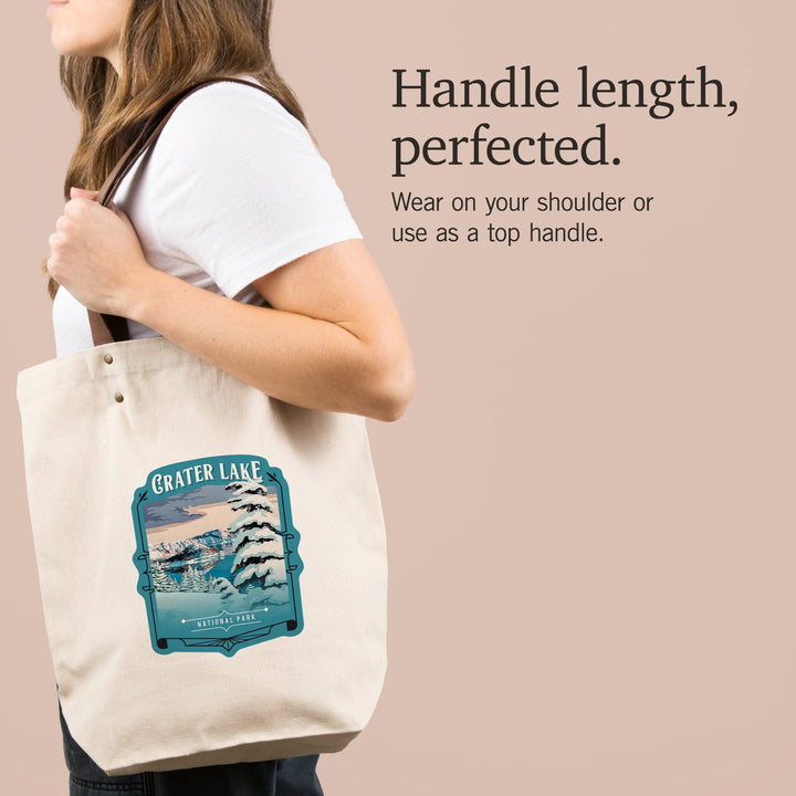 Crater Lake National Park, Oregon, Painterly National Park Series, Contour, Deluxe Tote Totes Lantern Press 