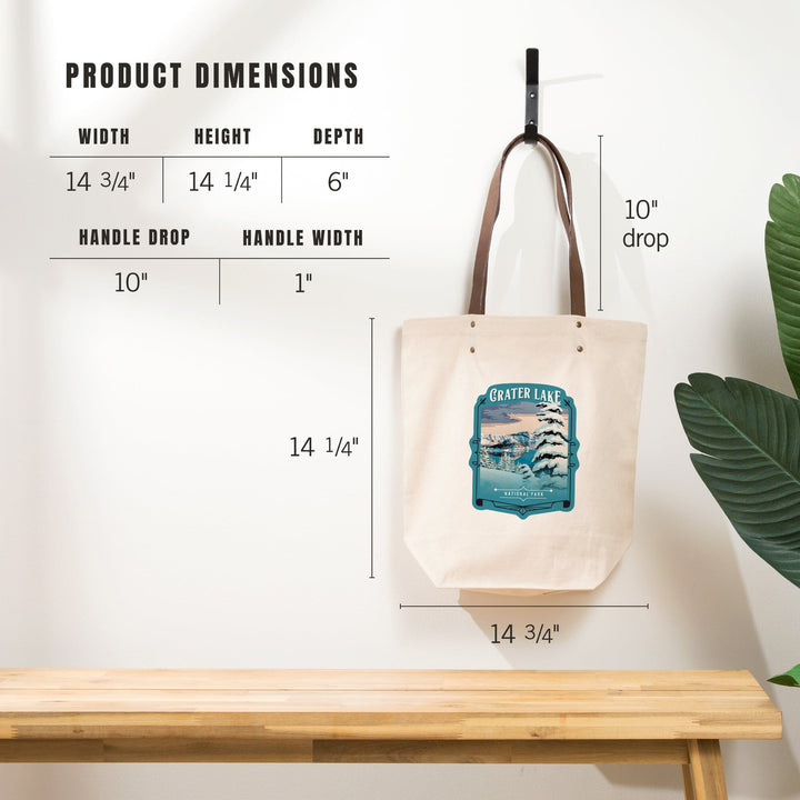 Crater Lake National Park, Oregon, Painterly National Park Series, Contour, Deluxe Tote Totes Lantern Press 