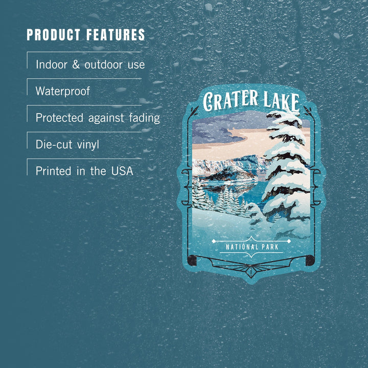 Crater Lake National Park, Oregon, Painterly National Park Series, Contour, Vinyl Sticker Sticker Lantern Press 