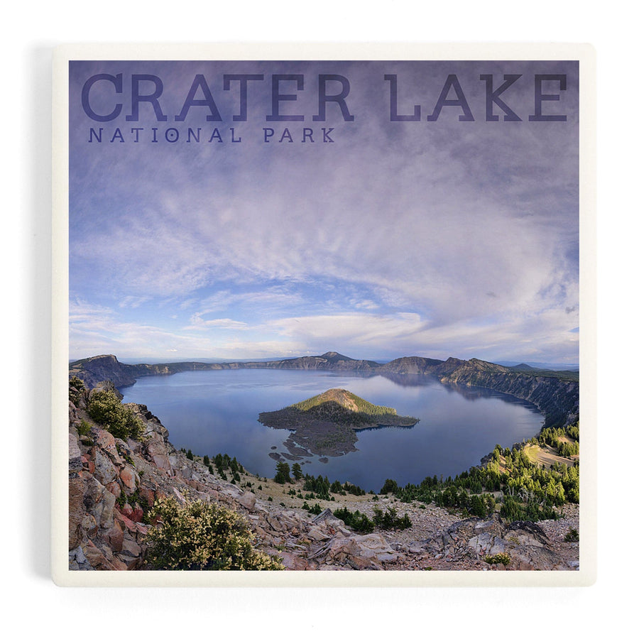 Crater Lake National Park, Oregon, Panoramic View, Coasters Coasters Lantern Press 