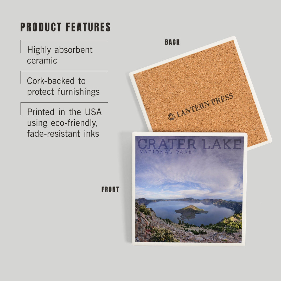 Crater Lake National Park, Oregon, Panoramic View, Coasters Coasters Lantern Press 