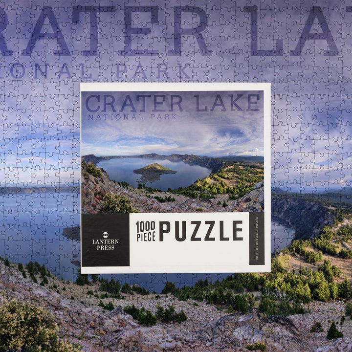 Crater Lake National Park, Oregon, Panoramic View, Jigsaw Puzzle Puzzle Lantern Press 