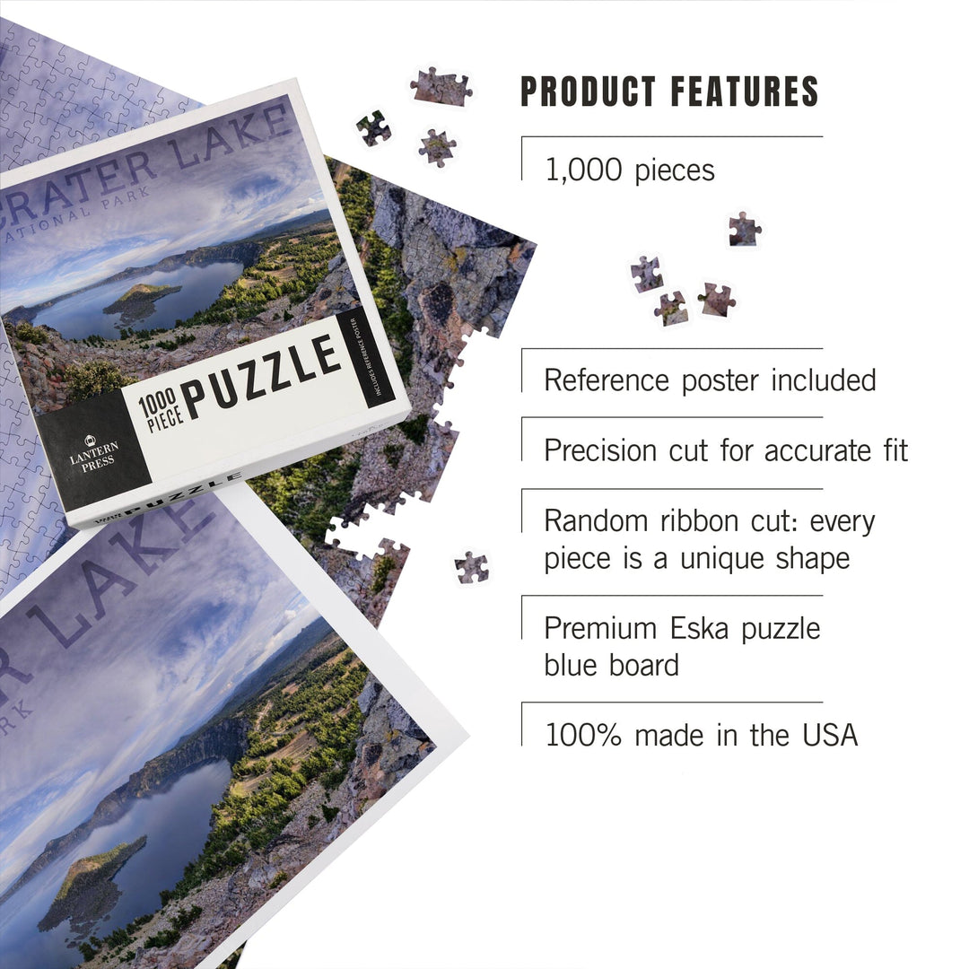 Crater Lake National Park, Oregon, Panoramic View, Jigsaw Puzzle Puzzle Lantern Press 