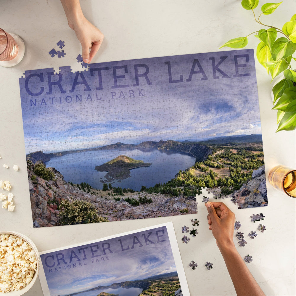 Crater Lake National Park, Oregon, Panoramic View, Jigsaw Puzzle Puzzle Lantern Press 
