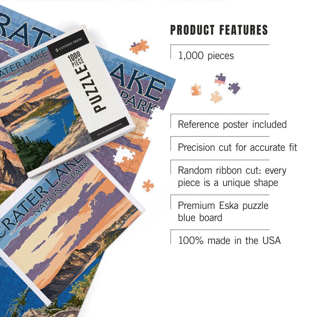 Crater Lake National Park, Oregon, Rim View, Jigsaw Puzzle Puzzle Lantern Press 