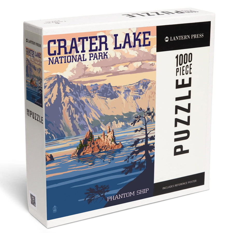 Crater Lake National Park, Oregon, Shoreline and Sunset, Painterly Series, Jigsaw Puzzle Puzzle Lantern Press 