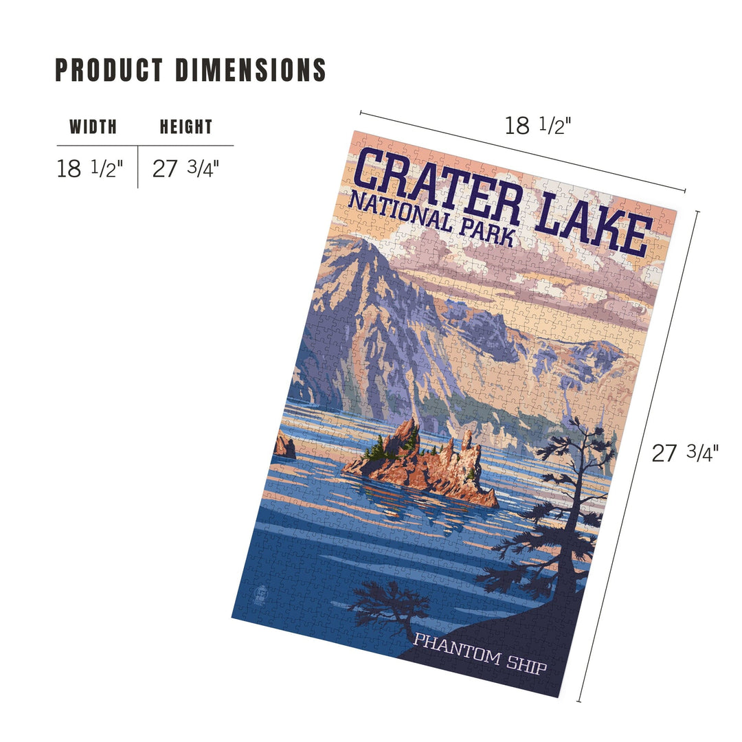 Crater Lake National Park, Oregon, Shoreline and Sunset, Painterly Series, Jigsaw Puzzle Puzzle Lantern Press 