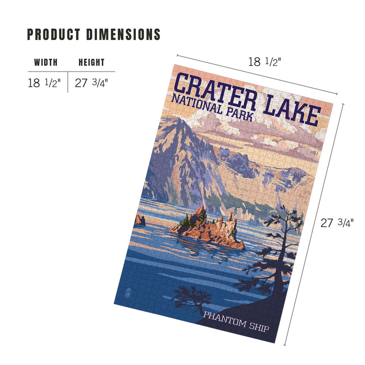 Crater Lake National Park, Oregon, Shoreline and Sunset, Painterly Series, Jigsaw Puzzle Puzzle Lantern Press 
