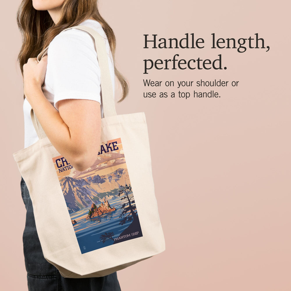 Crater Lake National Park, Oregon, Shoreline and Sunset, Painterly Series, Tote Bag Totes Lantern Press 