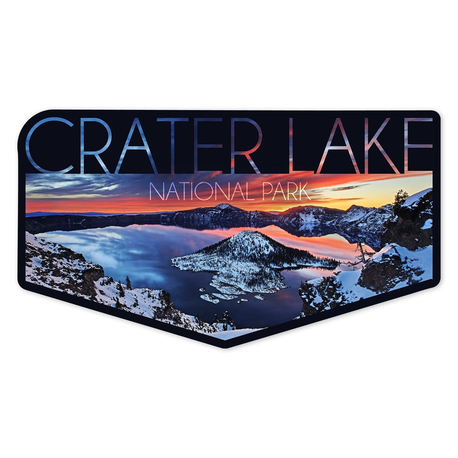 Crater Lake National Park, Oregon, Snow Scene, Contour, Vinyl Sticker Sticker Lantern Press 