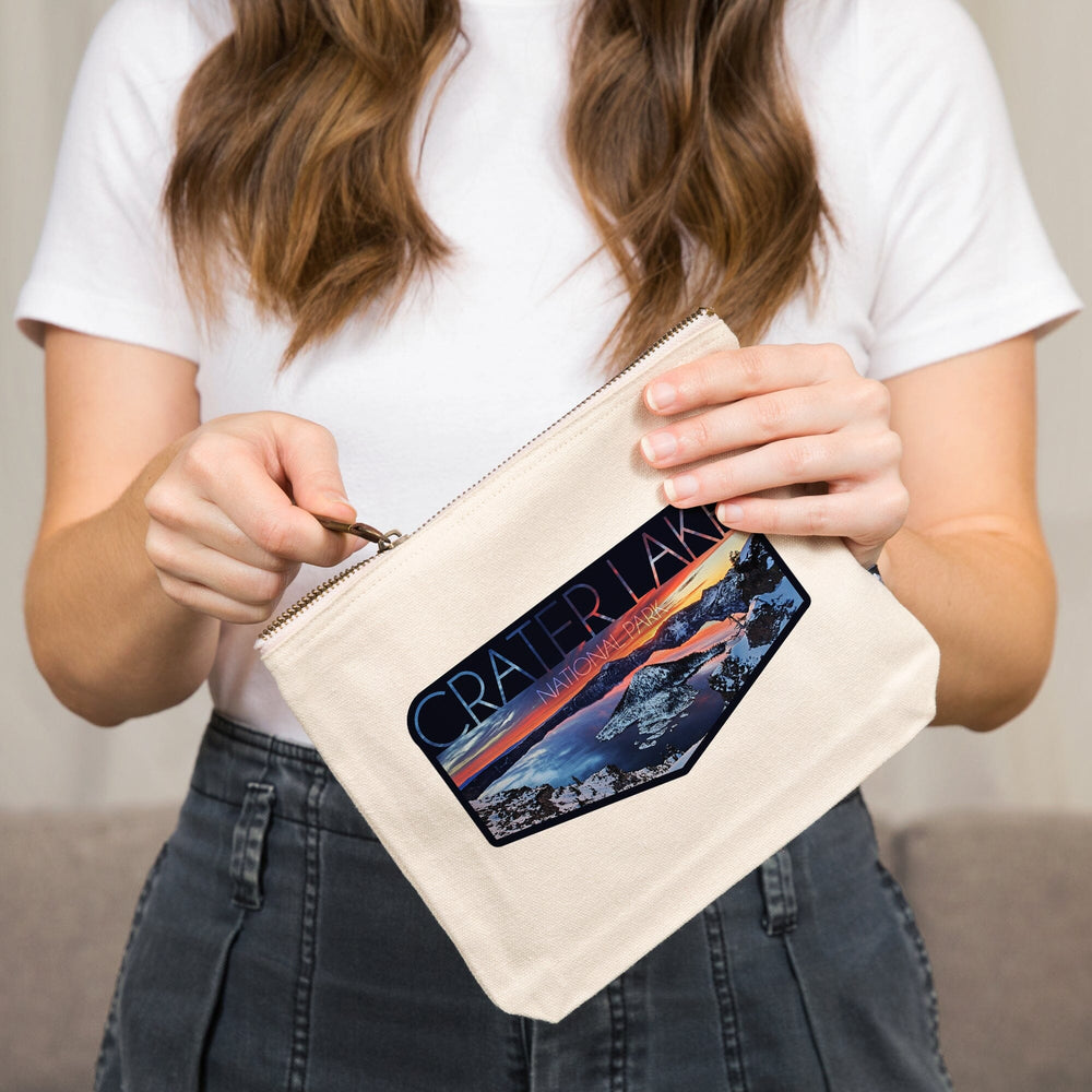 Crater Lake National Park, Oregon, Snow Scene,, Organic Cotton Zipper Pouch, Go Bag Go Bag Lantern Press 