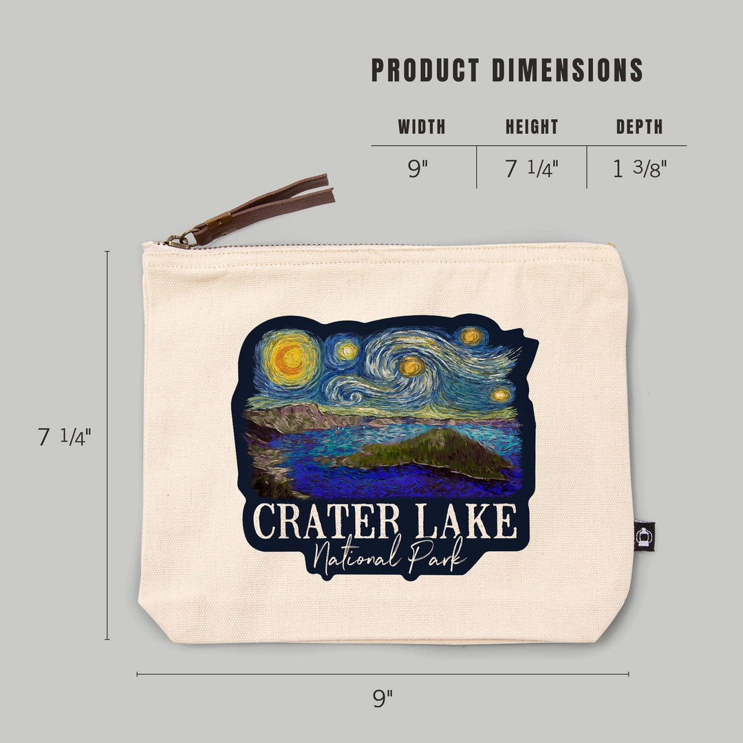 Crater Lake National Park, Oregon, Starry Night, Organic Cotton Zipper Pouch, Go Bag Go Bag Lantern Press 