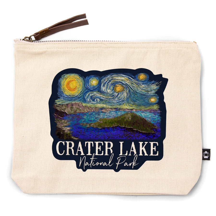 Crater Lake National Park, Oregon, Starry Night, Organic Cotton Zipper Pouch, Go Bag Go Bag Lantern Press 
