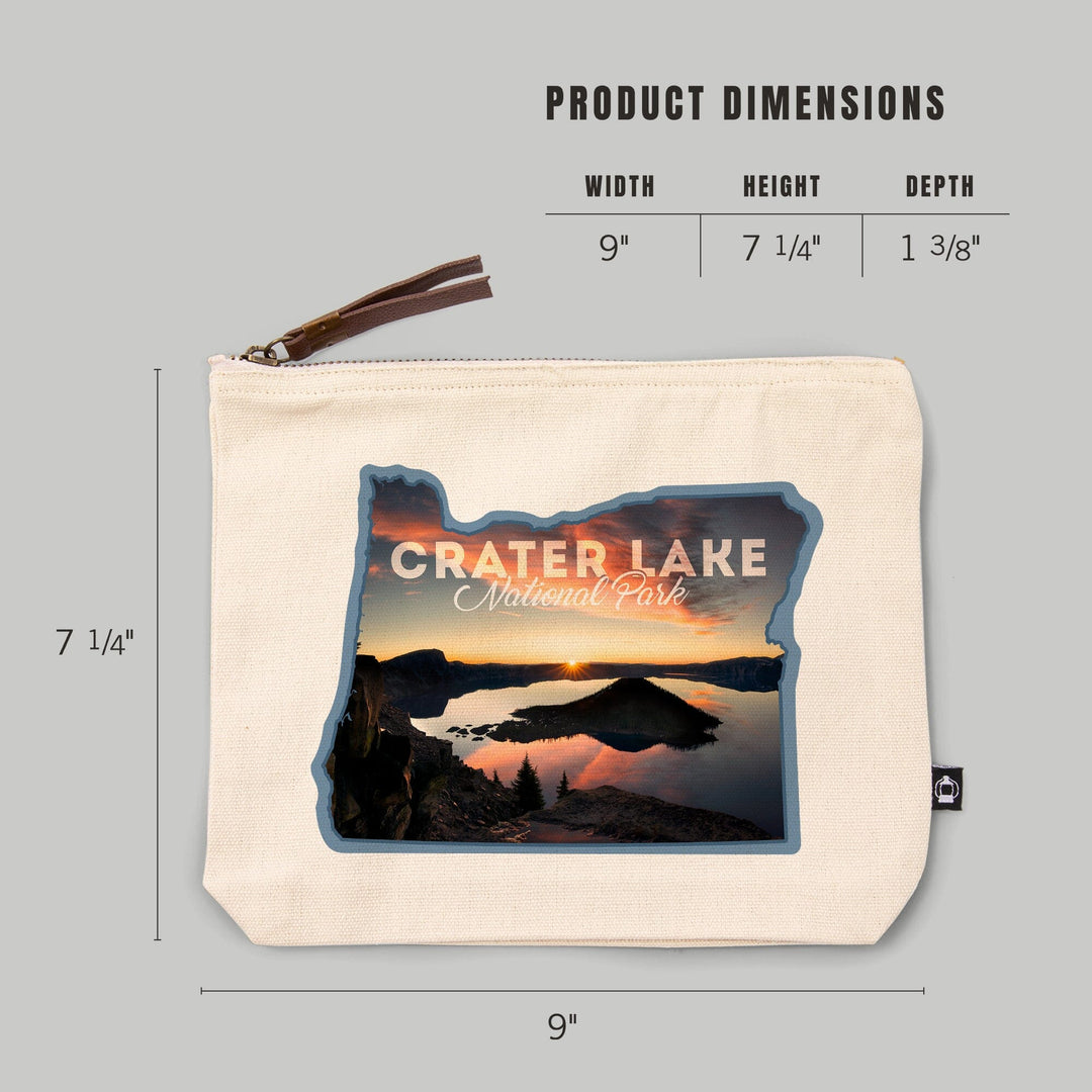 Crater Lake National Park, Oregon, Sunrise and Shadows,, Organic Cotton Zipper Pouch, Go Bag Go Bag Lantern Press 