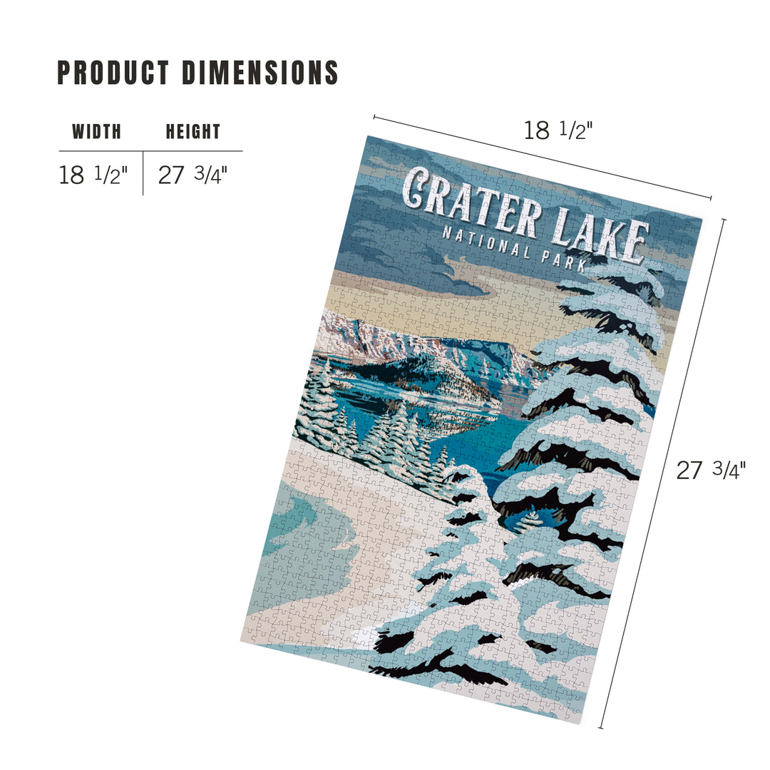 Crater Lake National Park, Oregon, Winter, Painterly National Park Series, Jigsaw Puzzle Puzzle Lantern Press 