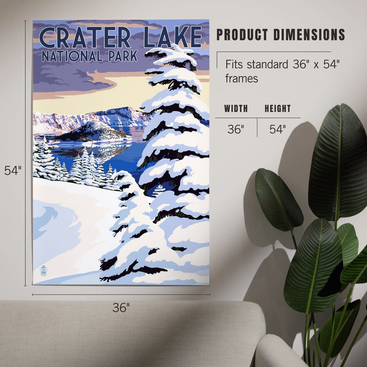 Crater Lake National Park, Oregon, Winter Scene, Painterly Series, Art & Giclee Prints Art Lantern Press 