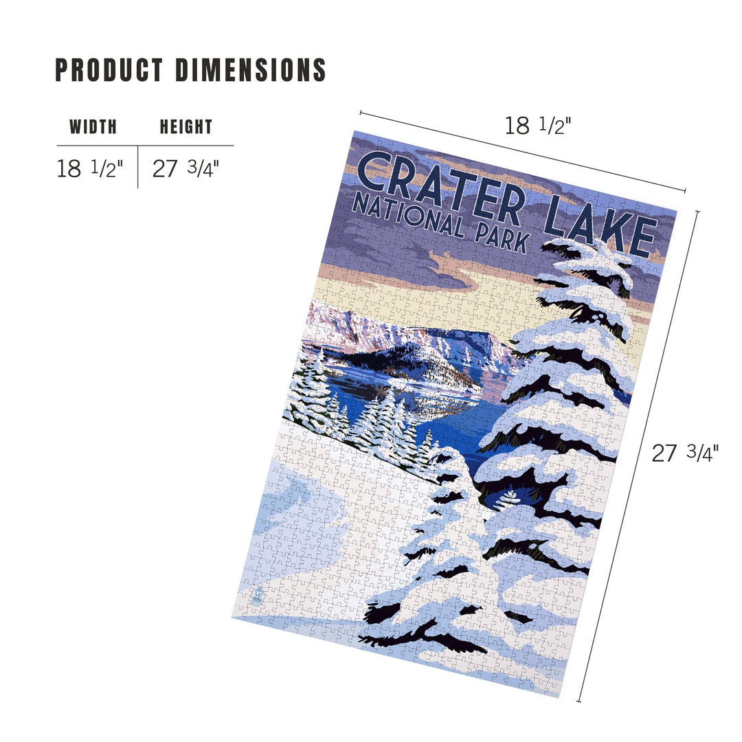 Crater Lake National Park, Oregon, Winter Scene, Painterly Series, Jigsaw Puzzle Puzzle Lantern Press 