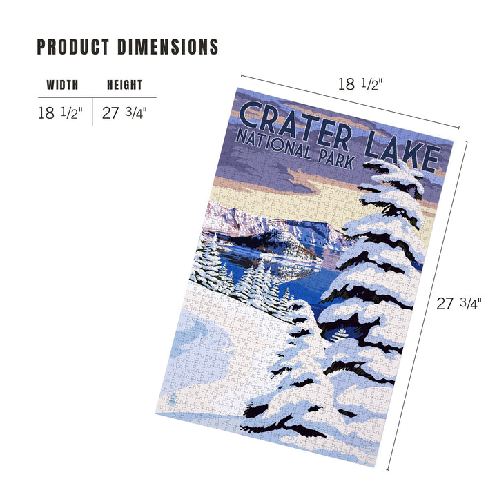 Crater Lake National Park, Oregon, Winter Scene, Painterly Series, Jigsaw Puzzle Puzzle Lantern Press 