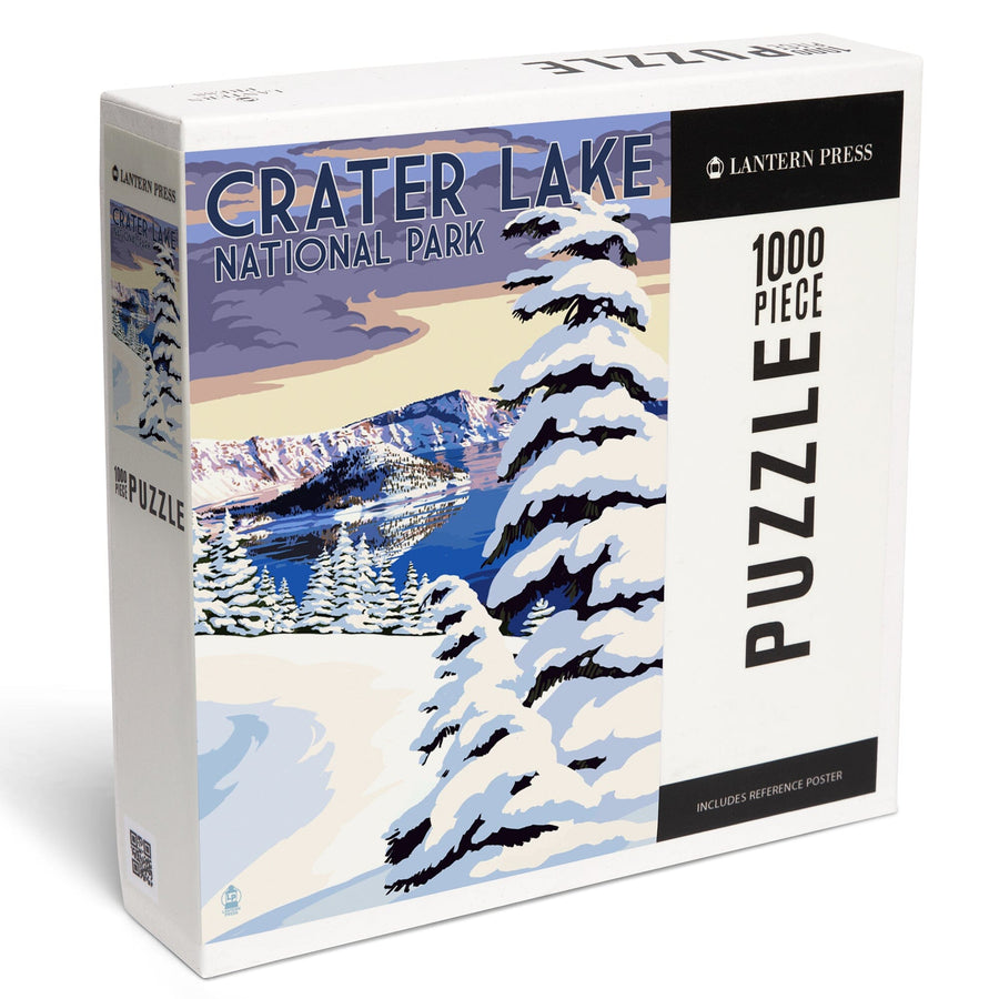 Crater Lake National Park, Oregon, Winter Scene, Painterly Series, Jigsaw Puzzle Puzzle Lantern Press 