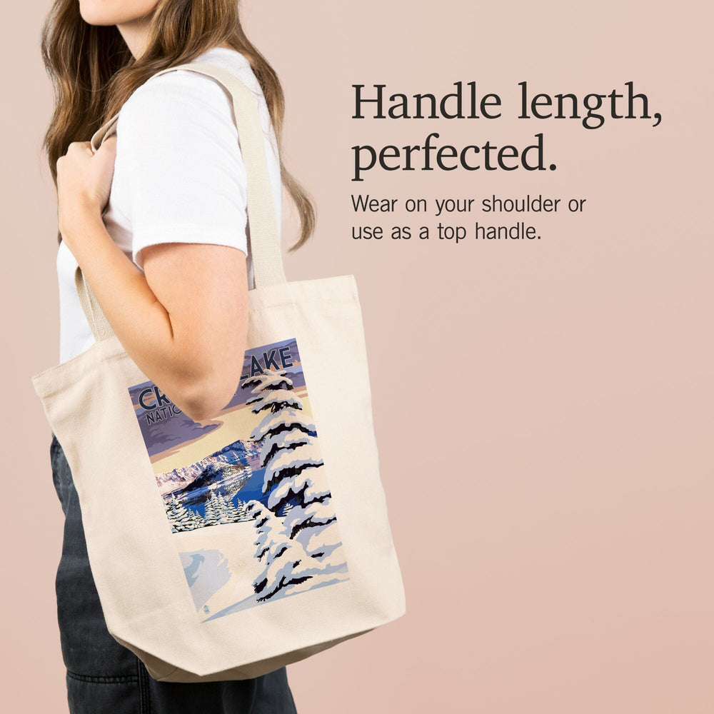 Crater Lake National Park, Oregon, Winter Scene, Painterly Series, Tote Bag Totes Lantern Press 