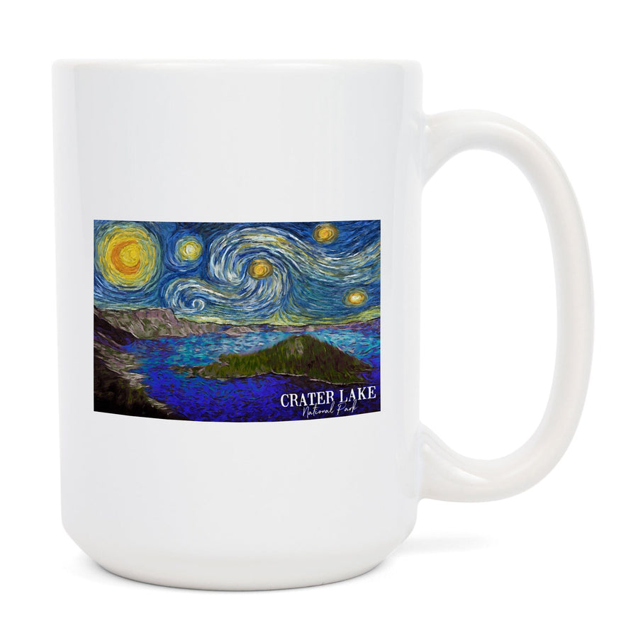 Crater Lake National Park, Starry Night National Park Series, Lantern Press Artwork, Ceramic Mug Mugs Lantern Press 