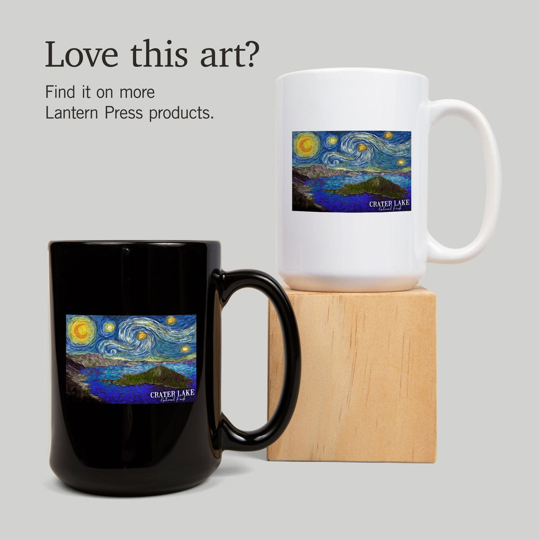 Crater Lake National Park, Starry Night National Park Series, Lantern Press Artwork, Ceramic Mug Mugs Lantern Press 
