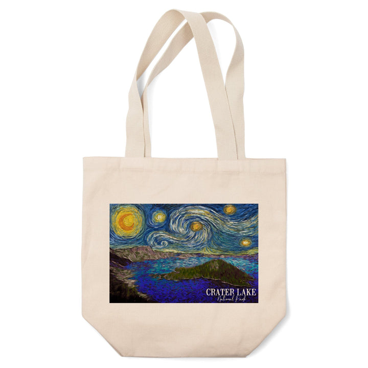 Crater Lake National Park, Starry Night National Park Series, Lantern Press Artwork, Tote Bag Totes Lantern Press 