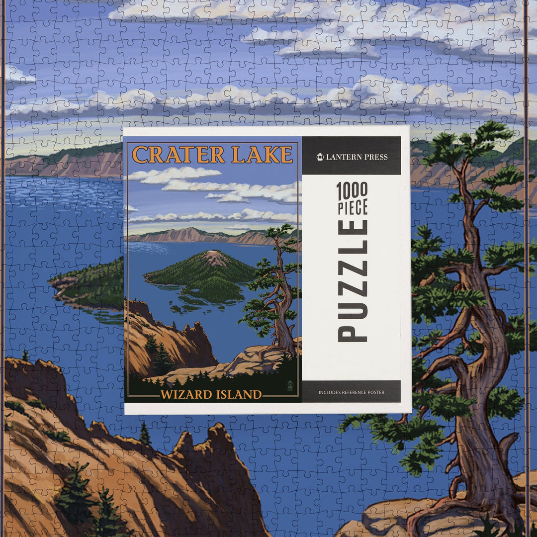 Crater Lake, Oregon, Wizard Island View, Jigsaw Puzzle Puzzle Lantern Press 