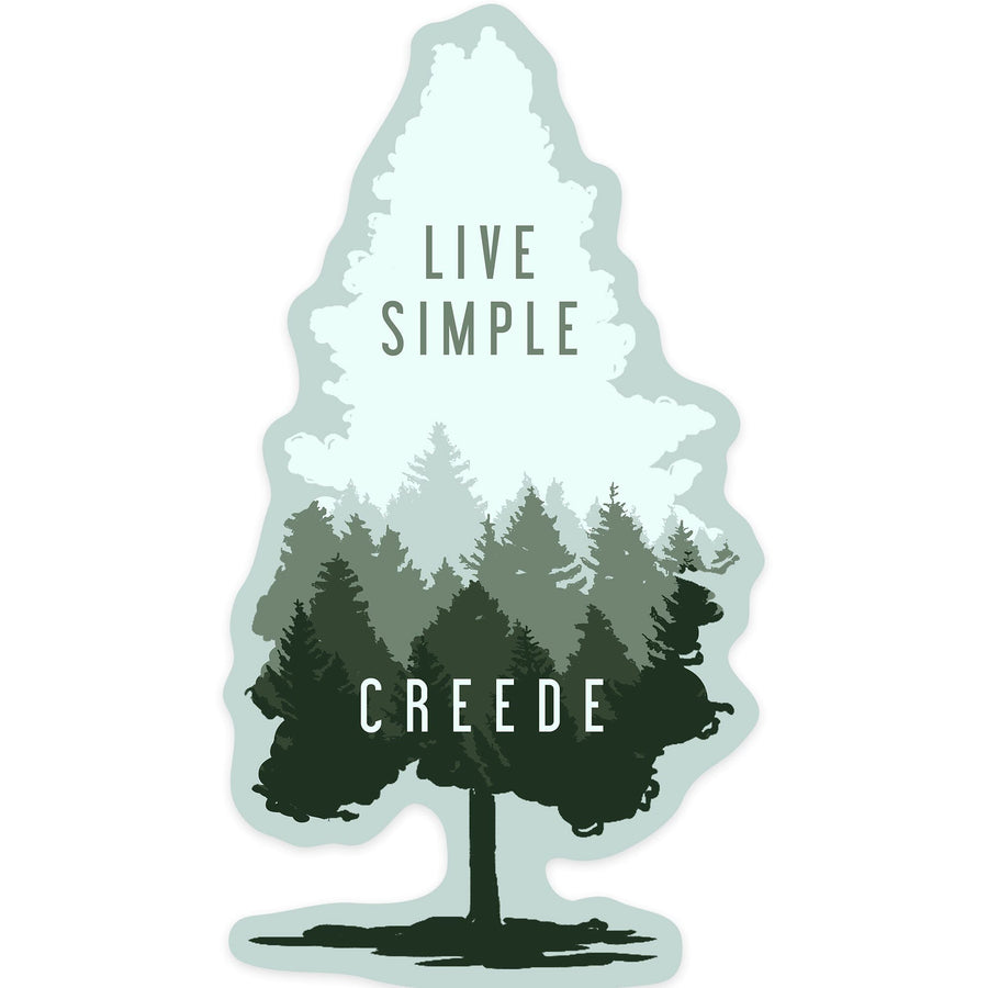 Creede, Colorado, Live Simple, Contour, Lantern Press Artwork, Vinyl Sticker Sticker Lantern Press 