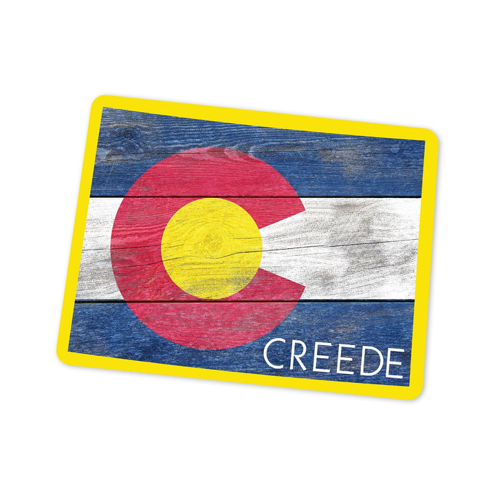 Creede, Rustic Colorado State Flag, Contour, Vinyl Sticker - Lantern Press