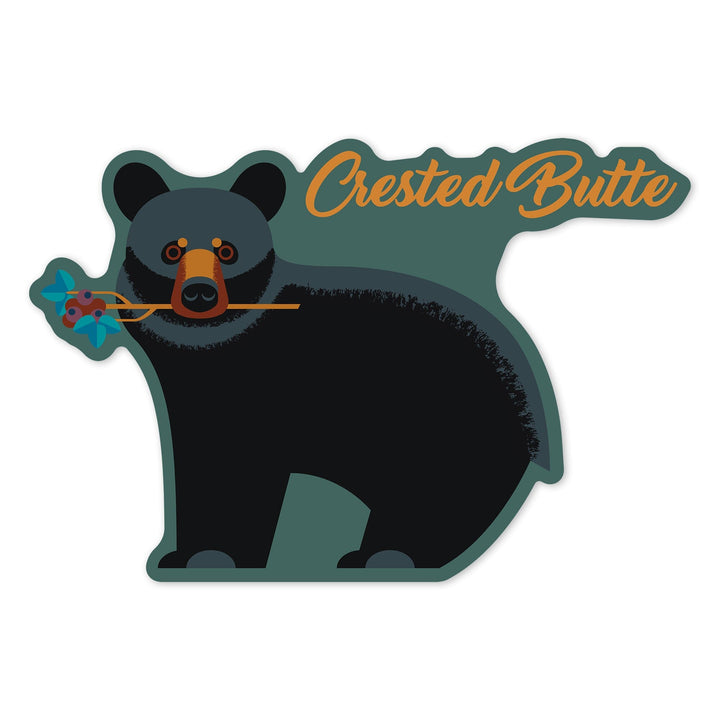 Crested Butte, Colorado, Black Bear, Geometric, Contour, Lantern Press Artwork, Vinyl Sticker Sticker Lantern Press 