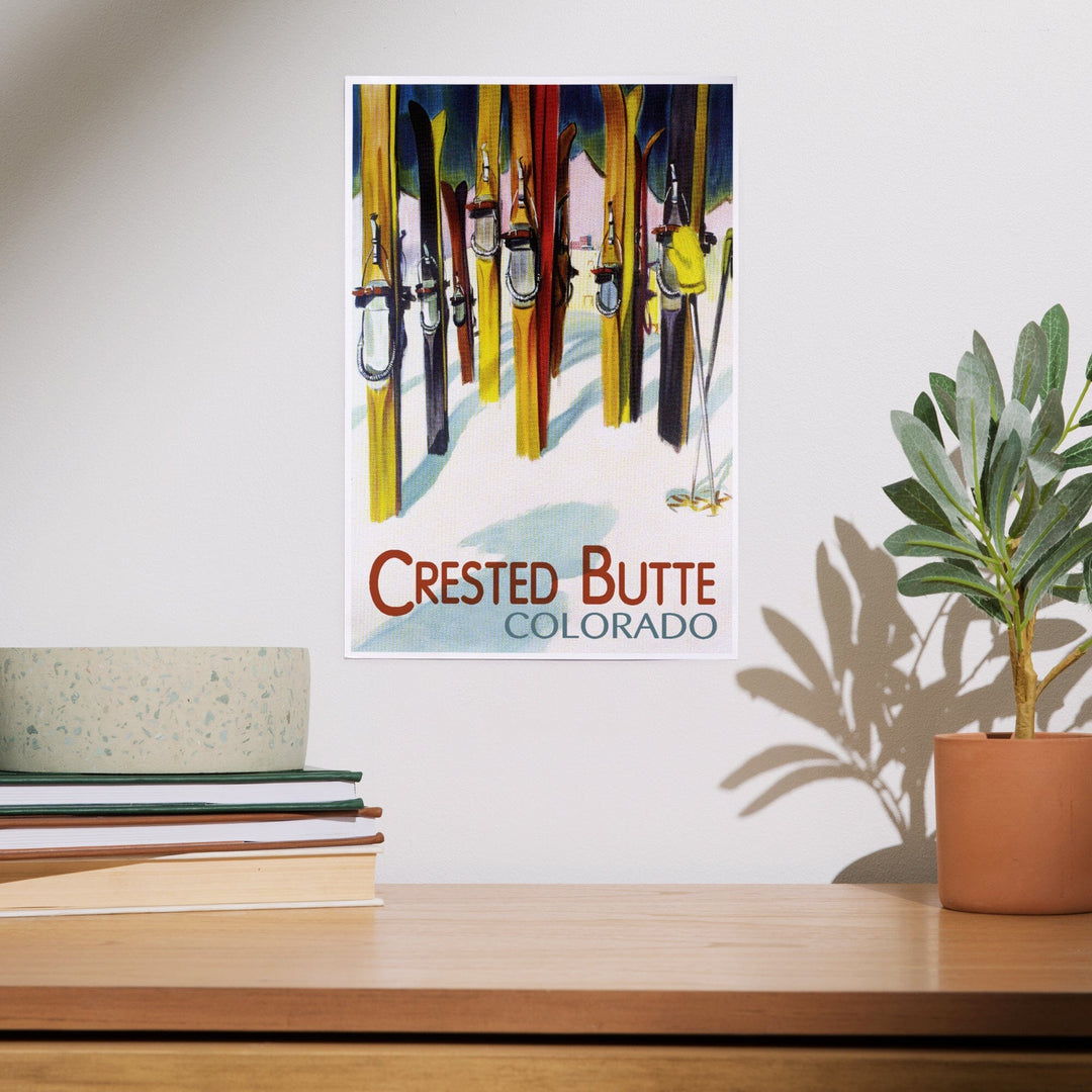 Crested Butte, Colorado, Colorful Skis, V2, Art & Giclee Prints Art Lantern Press 