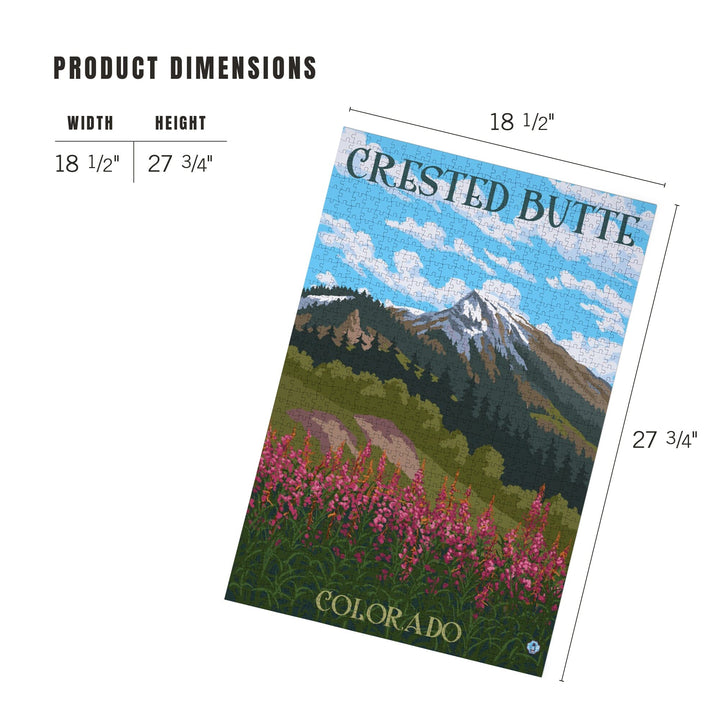 Crested Butte, Colorado, Fireweed and Mountain, Jigsaw Puzzle Puzzle Lantern Press 