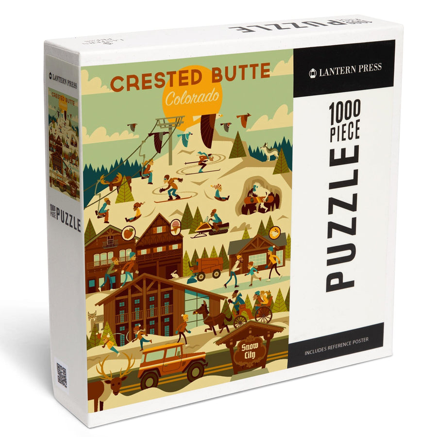 Crested Butte, Colorado, Ski Resort, Geometric, Jigsaw Puzzle Puzzle Lantern Press 