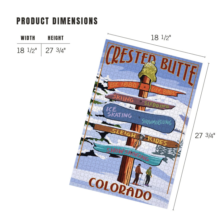 Crested Butte, Colorado, Ski Sign Destinations, Jigsaw Puzzle Puzzle Lantern Press 