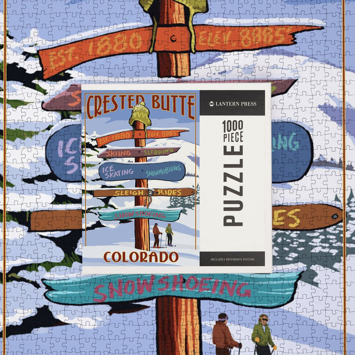 Crested Butte, Colorado, Ski Sign Destinations, Jigsaw Puzzle Puzzle Lantern Press 