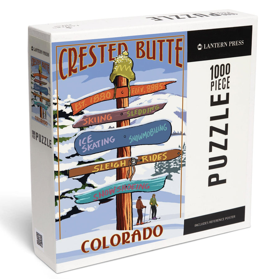 Crested Butte, Colorado, Ski Sign Destinations, Jigsaw Puzzle Puzzle Lantern Press 