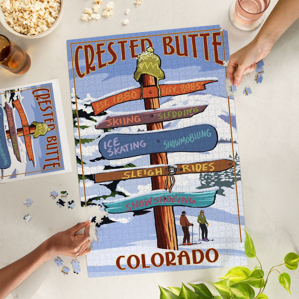 Crested Butte, Colorado, Ski Sign Destinations, Jigsaw Puzzle Puzzle Lantern Press 