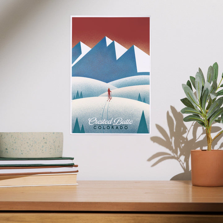 Crested Butte, Colorado, Skier In the Mountains, Litho, Art & Giclee Prints Art Lantern Press 