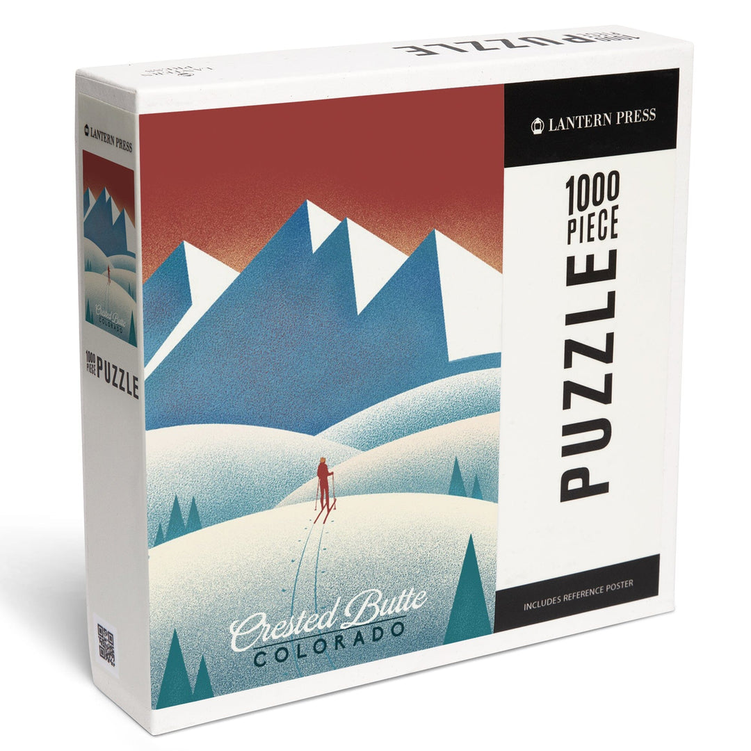 Crested Butte, Colorado, Skier In the Mountains, Litho, Jigsaw Puzzle Puzzle Lantern Press 