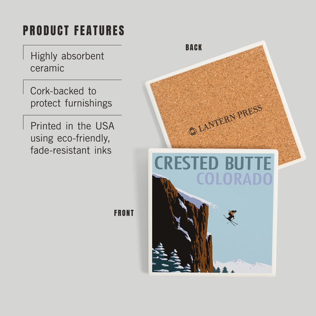Crested Butte, Colorado, Skier Jumping, Coasters Coasters Lantern Press 