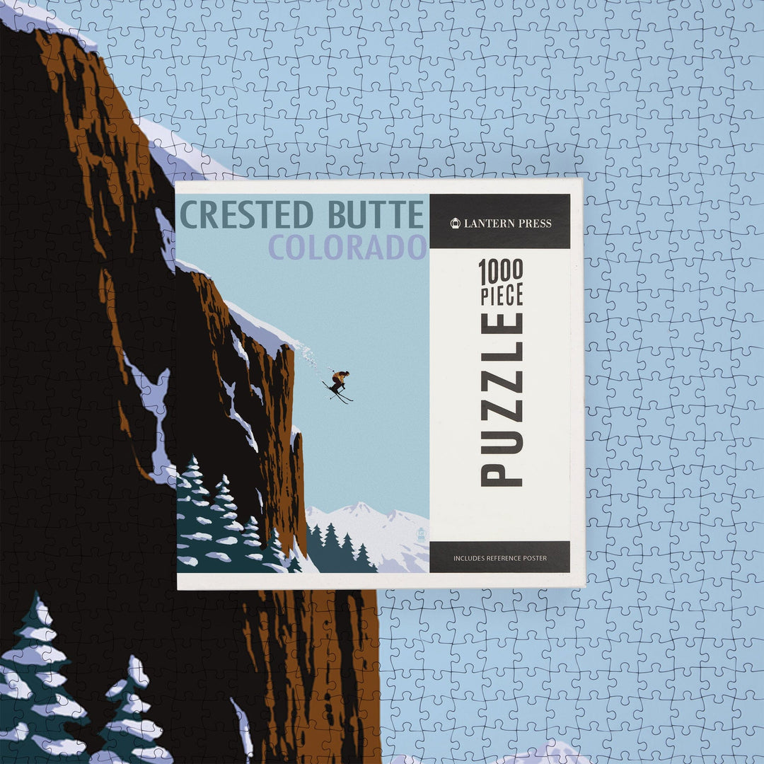 Crested Butte, Colorado, Skier Jumping, Jigsaw Puzzle Puzzle Lantern Press 