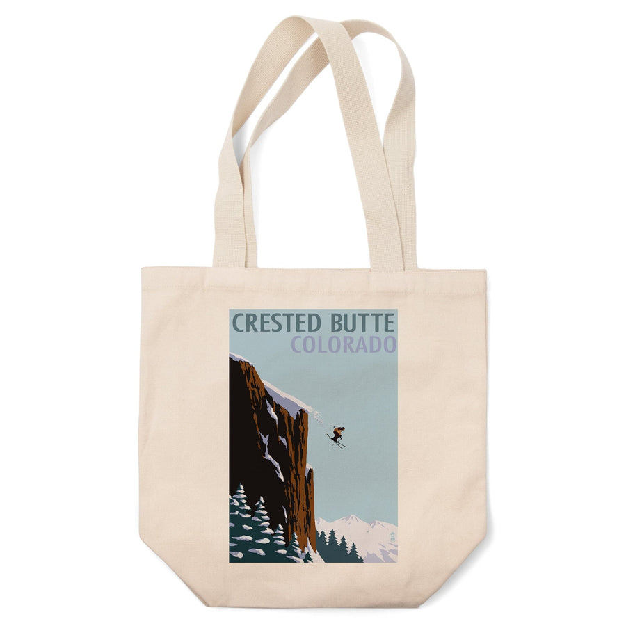 Crested Butte, Colorado, Skier Jumping, Lantern Press Artwork, Tote Bag Totes Lantern Press 