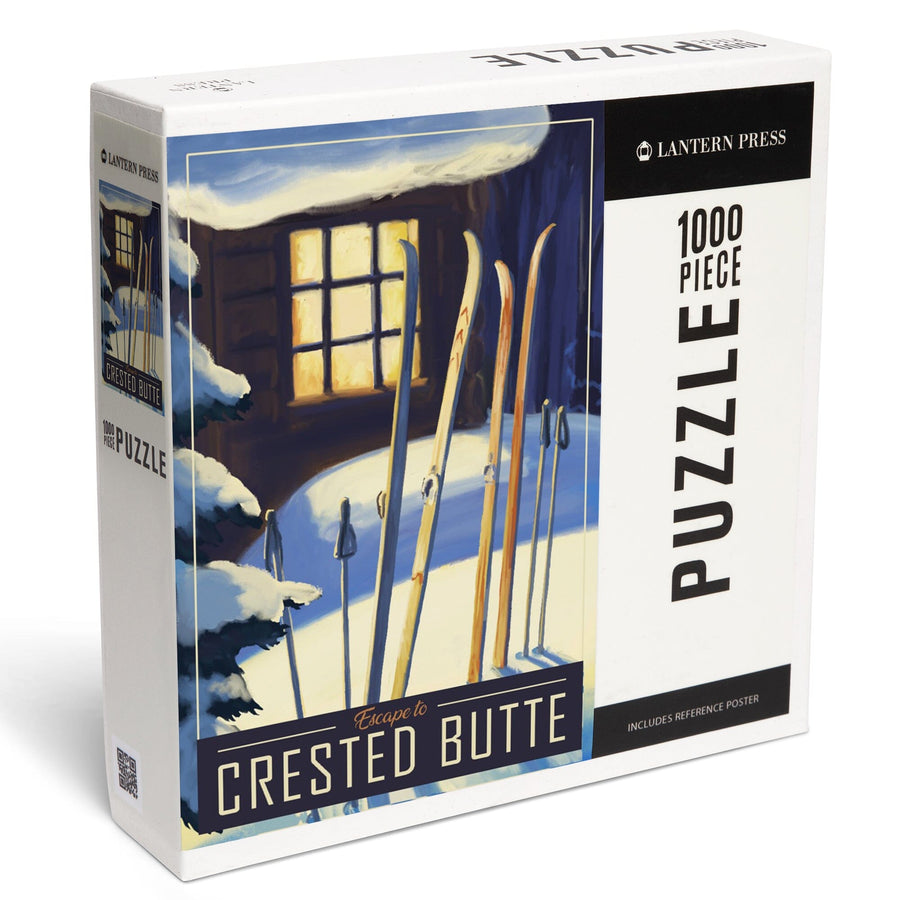 Crested Butte, Colorado, skis in snow, Jigsaw Puzzle Puzzle Lantern Press 