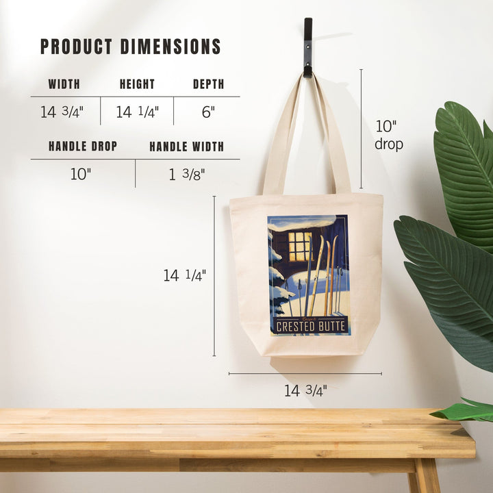 Crested Butte, Colorado, skis in snow, Tote Bag Totes Lantern Press 