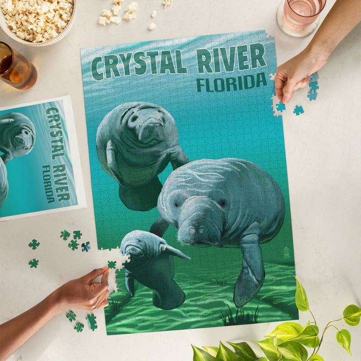 Crystal River, Florida, Manatees, Jigsaw Puzzle Puzzle Lantern Press 