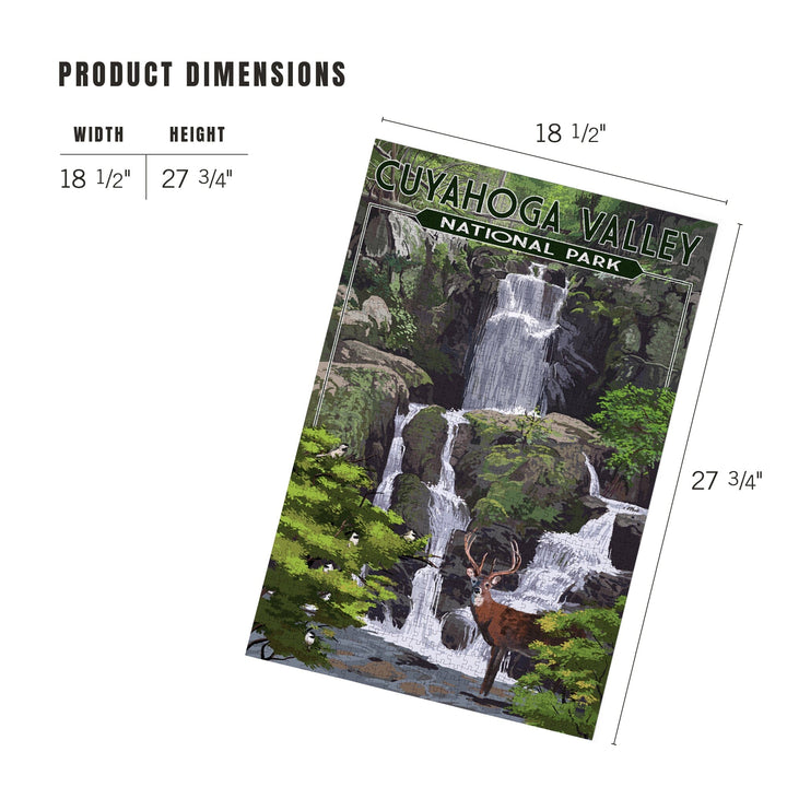Cuyahoga Valley National Park, Ohio, Deer and Falls, Painterly Series, Jigsaw Puzzle Puzzle Lantern Press 