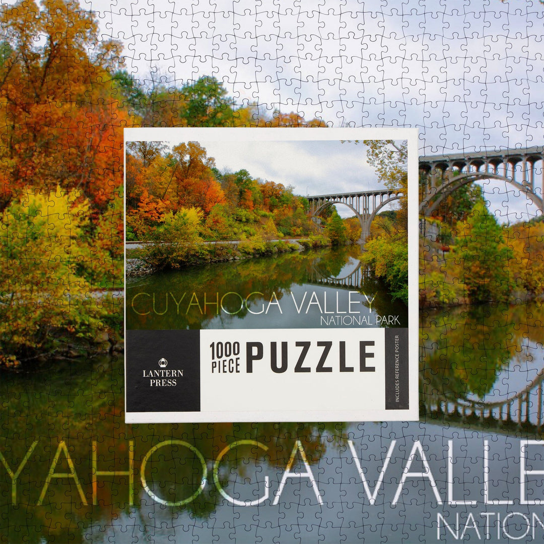 Cuyahoga Valley National Park, Ohio, Fall Foliage and Bridge, Jigsaw Puzzle Puzzle Lantern Press 