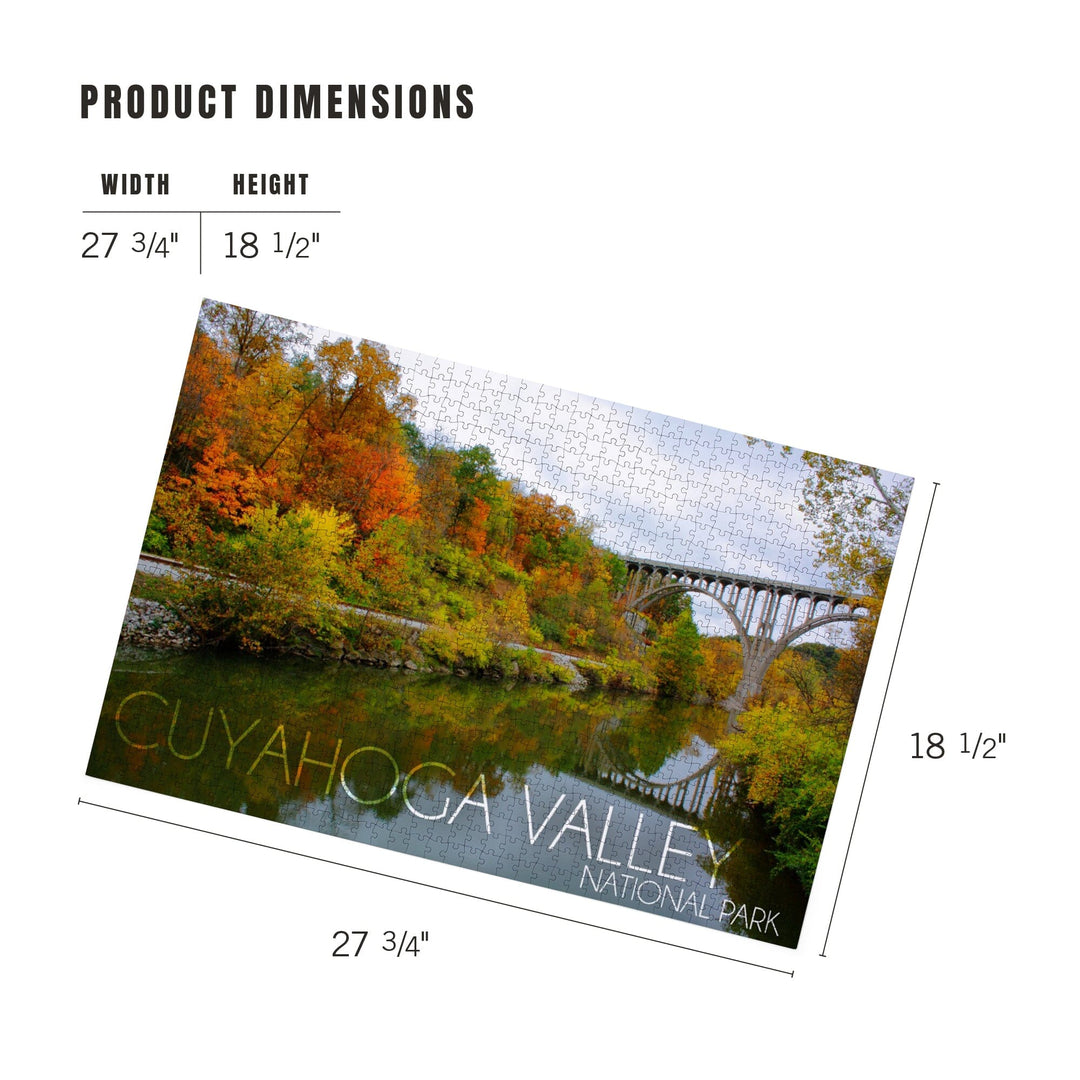 Cuyahoga Valley National Park, Ohio, Fall Foliage and Bridge, Jigsaw Puzzle Puzzle Lantern Press 